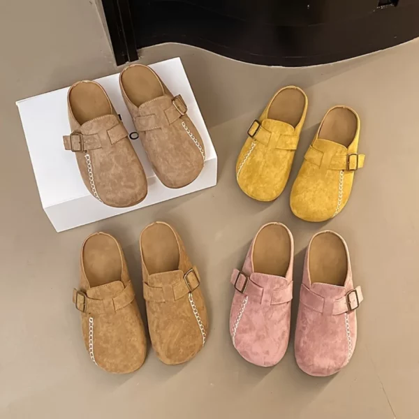 Mules suédine boucle chaîne décorative – Image 2