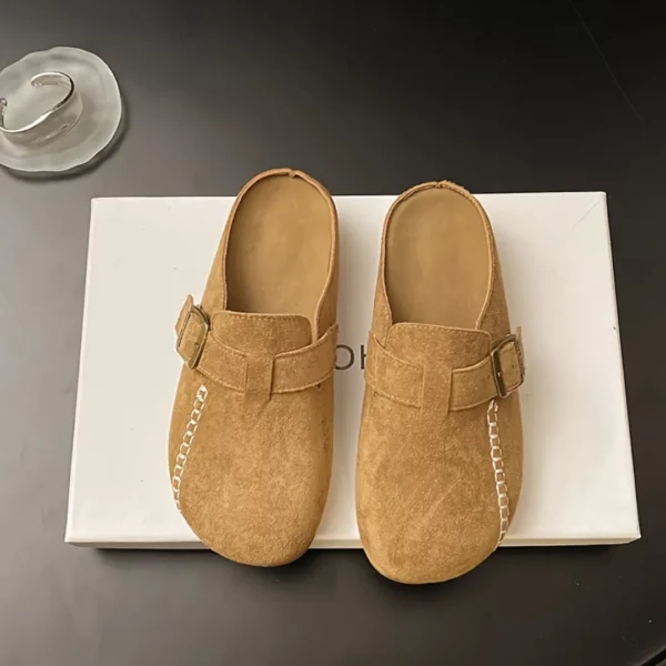 Mules suédine boucle chaîne décorative – Image 4