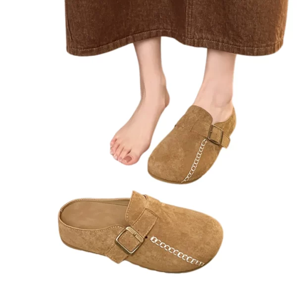 Mules suédine boucle chaîne décorative – Image 7