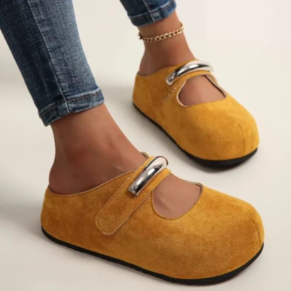 Mules suédine boucle métal brillante – Image 2