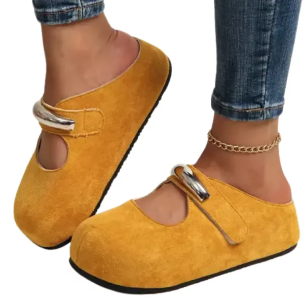 Mules suédine boucle métal brillante – Image 5
