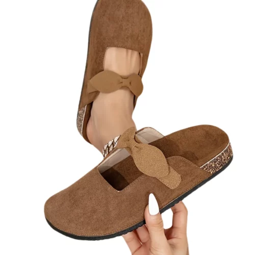 Mules suédine boucle nœud femme