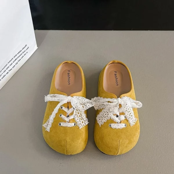 Mules suédine lacets ruban dentelle – Image 4
