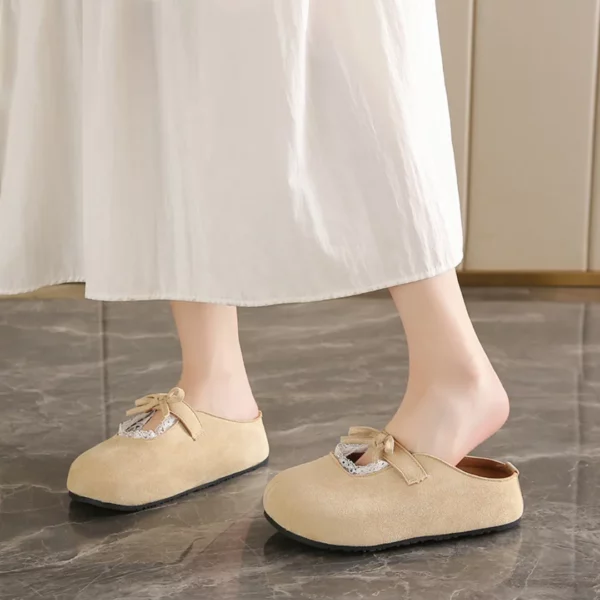 Mules suédine nœud dentelle femme – Image 2