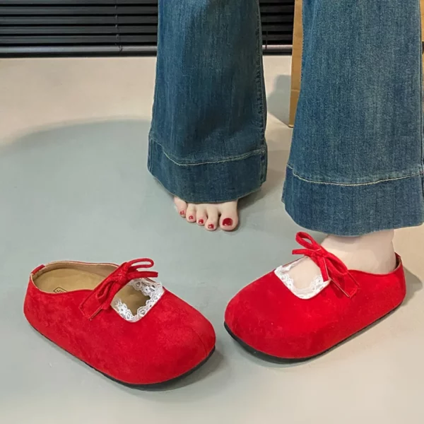 Mules suédine nœud dentelle femme – Image 6