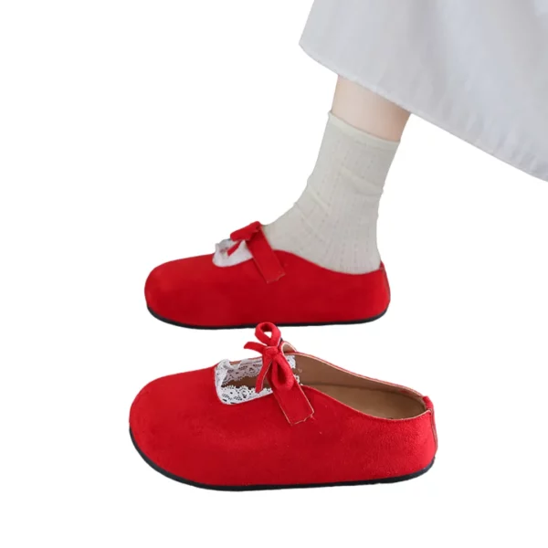 Mules suédine nœud dentelle femme – Image 9