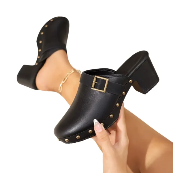 Sabots femme talon moyen cloutés – Image 6