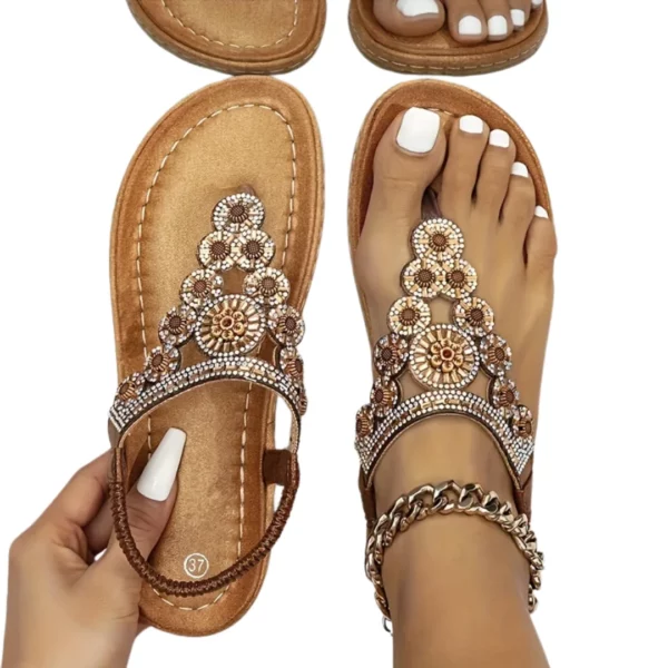 Sandales bohèmes femme perles ethniques – Image 6