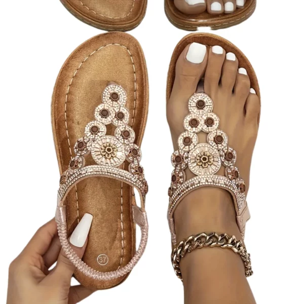 Sandales bohèmes femme perles ethniques – Image 7