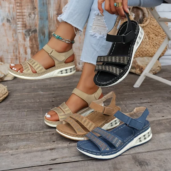 Sandales compensées femme strass
