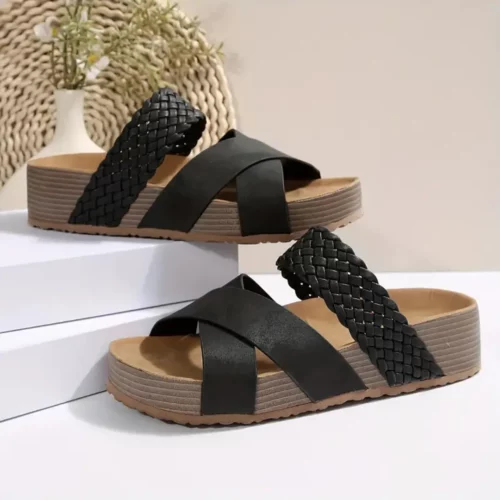 Sandales compensées femme tressées confort