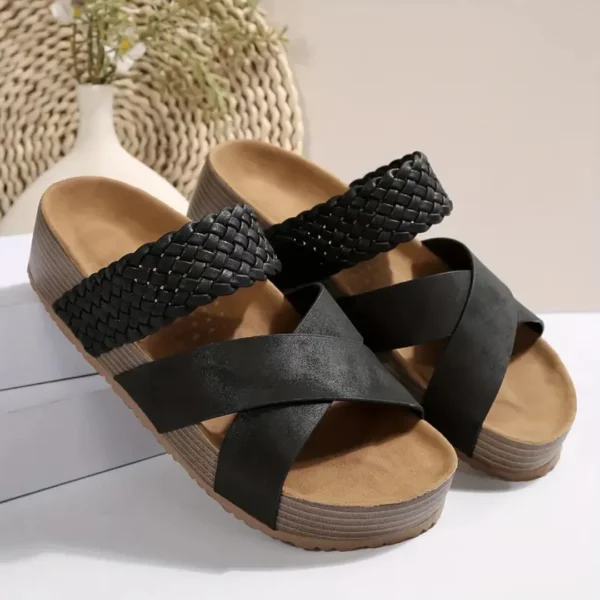 Sandales compensées femme tressées confort – Image 3