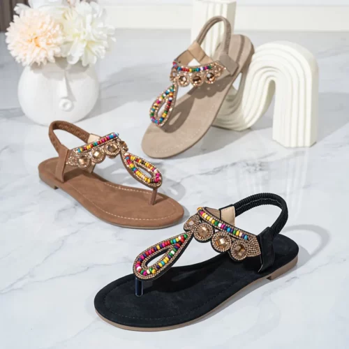 Sandales femme bohème perles colorées