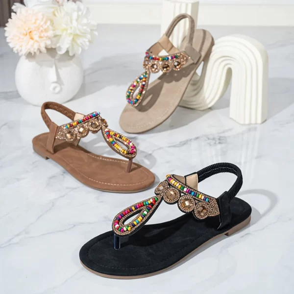Sandales femme bohème perles colorées