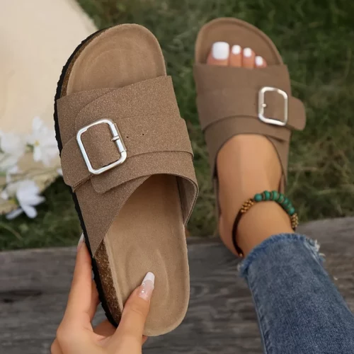 Sandales femme boucle large confort