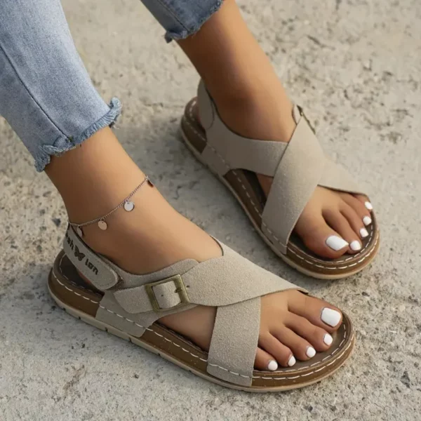 Sandales orthopédiques croisée boucle femme – Image 3
