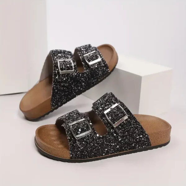 Sandales pailletées avec bretelles à boucle réglables – Image 2