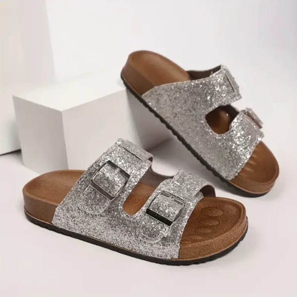 Sandales pailletées avec bretelles à boucle réglables – Image 3