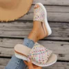 Sandales plateforme femme tressage multicolore