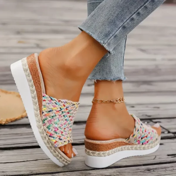 Sandales plateforme femme tressage multicolore – Image 10