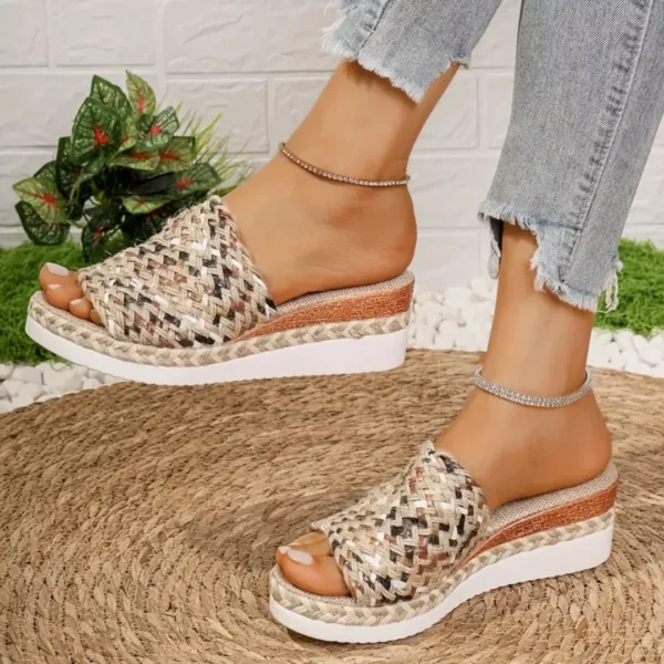 Sandales plateforme femme tressage multicolore – Image 11