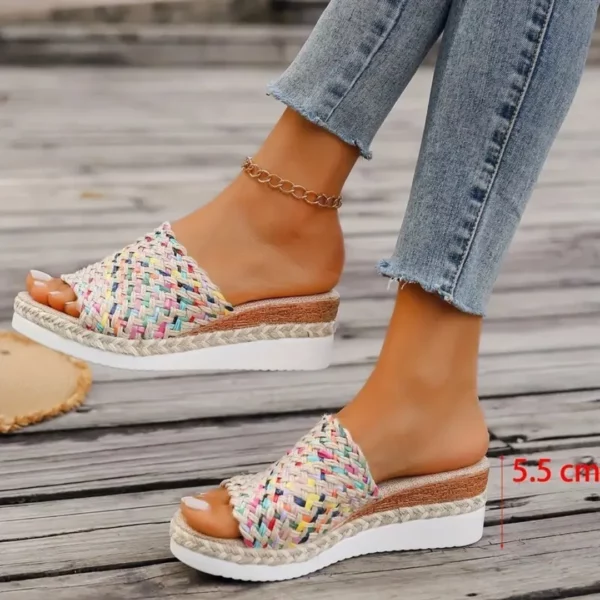 Sandales plateforme femme tressage multicolore – Image 12