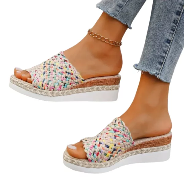 Sandales plateforme femme tressage multicolore – Image 13