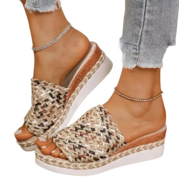 Sandales plateforme femme tressage multicolore – Image 14