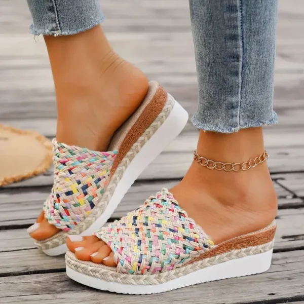 Sandales plateforme femme tressage multicolore – Image 2