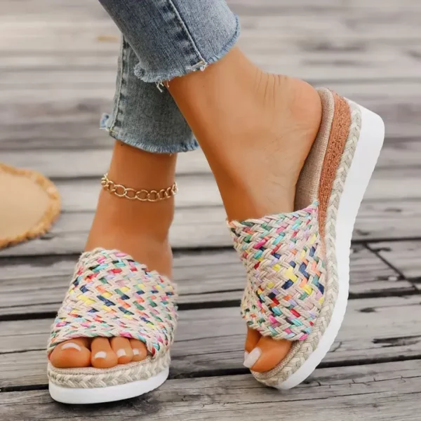 Sandales plateforme femme tressage multicolore – Image 3