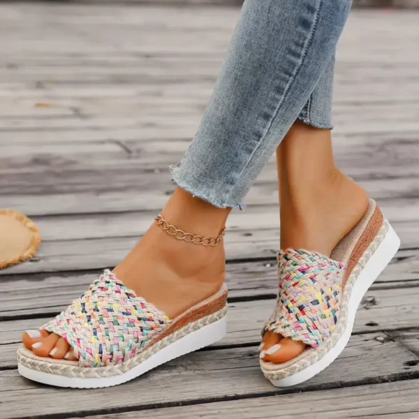Sandales plateforme femme tressage multicolore – Image 4