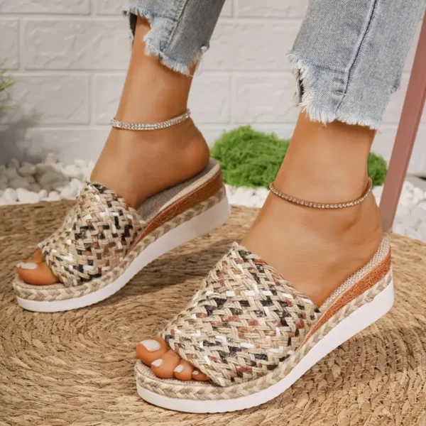 Sandales plateforme femme tressage multicolore – Image 6