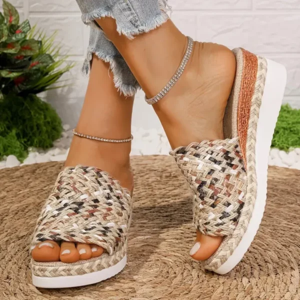 Sandales plateforme femme tressage multicolore – Image 7
