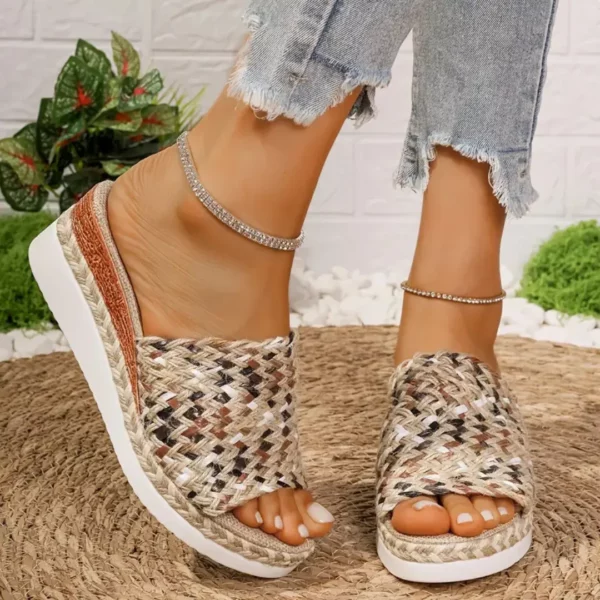 Sandales plateforme femme tressage multicolore – Image 9