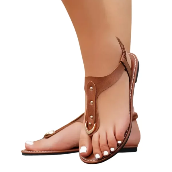 Sandales plates élastique boucle dorée femme – Image 11