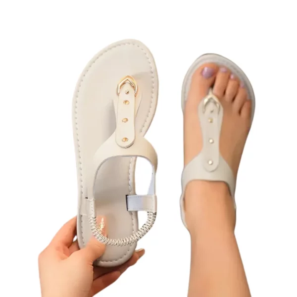 Sandales plates élastique boucle dorée femme – Image 13