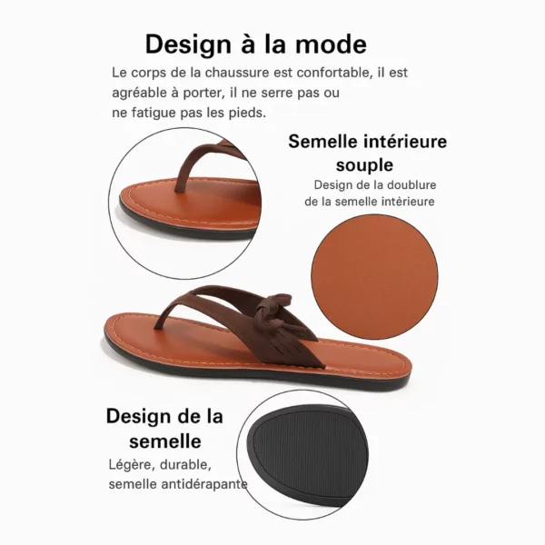 Tongs bohèmes cuir souple femme – Image 5