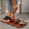 Tongs bohèmes cuir souple femme