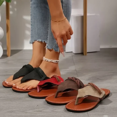Tongs bohèmes cuir souple femme