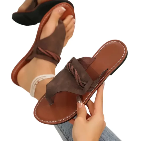 Tongs bohèmes cuir souple femme – Image 10