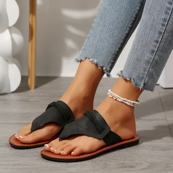 Tongs bohèmes cuir souple femme – Image 2