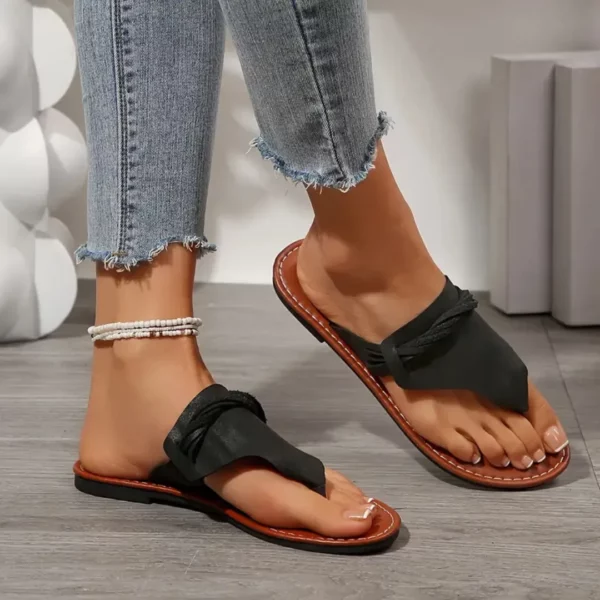 Tongs bohèmes cuir souple femme – Image 6