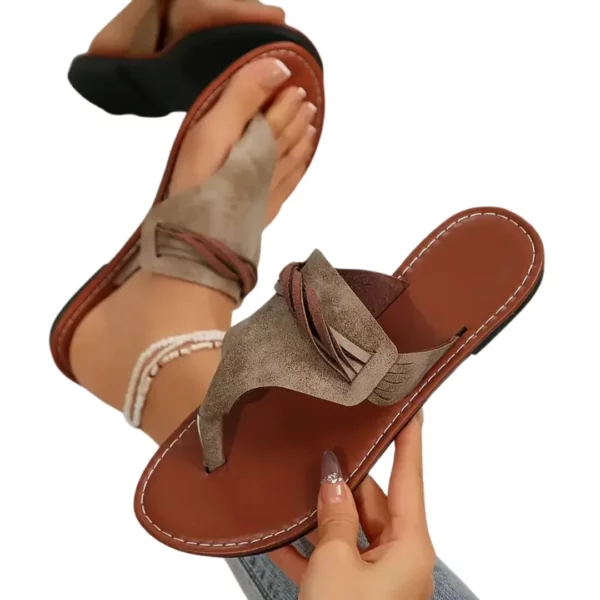 Tongs bohèmes cuir souple femme – Image 8