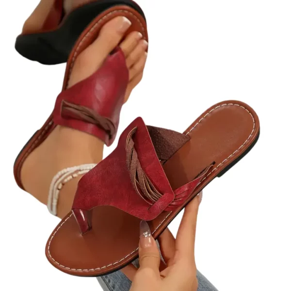 Tongs bohèmes cuir souple femme – Image 9