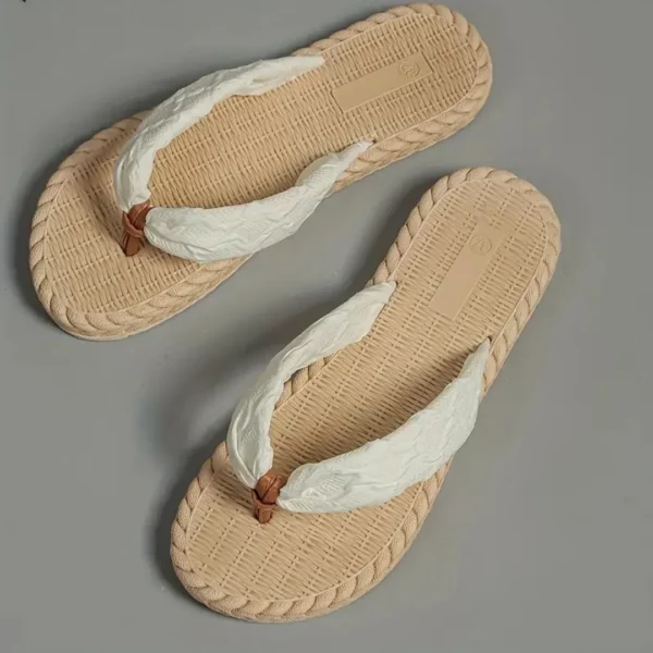 Tongs en paille style bohème femme – Image 2