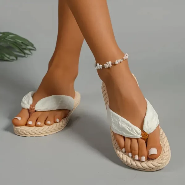 Tongs en paille style bohème femme – Image 5
