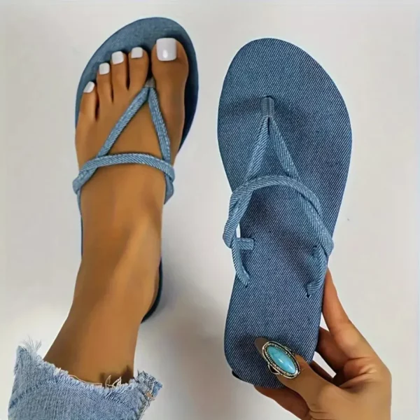 Tongs minimalistes tissu croisé femme – Image 4
