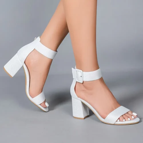 Sandales femme à petit talon confortable – bride réglable et bout ouvert