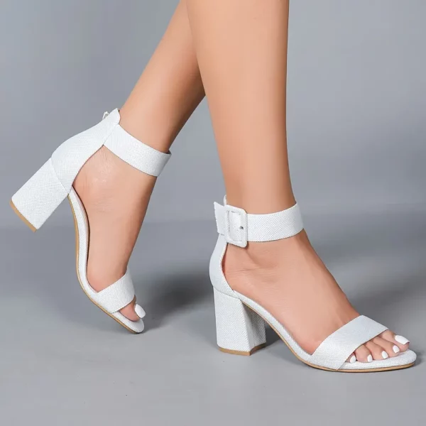 Sandales femme à petit talon confortable – bride réglable et bout ouvert