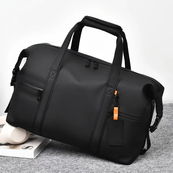 Sac week-end femme en nylon imperméable noir – bandoulière amovible renforcée